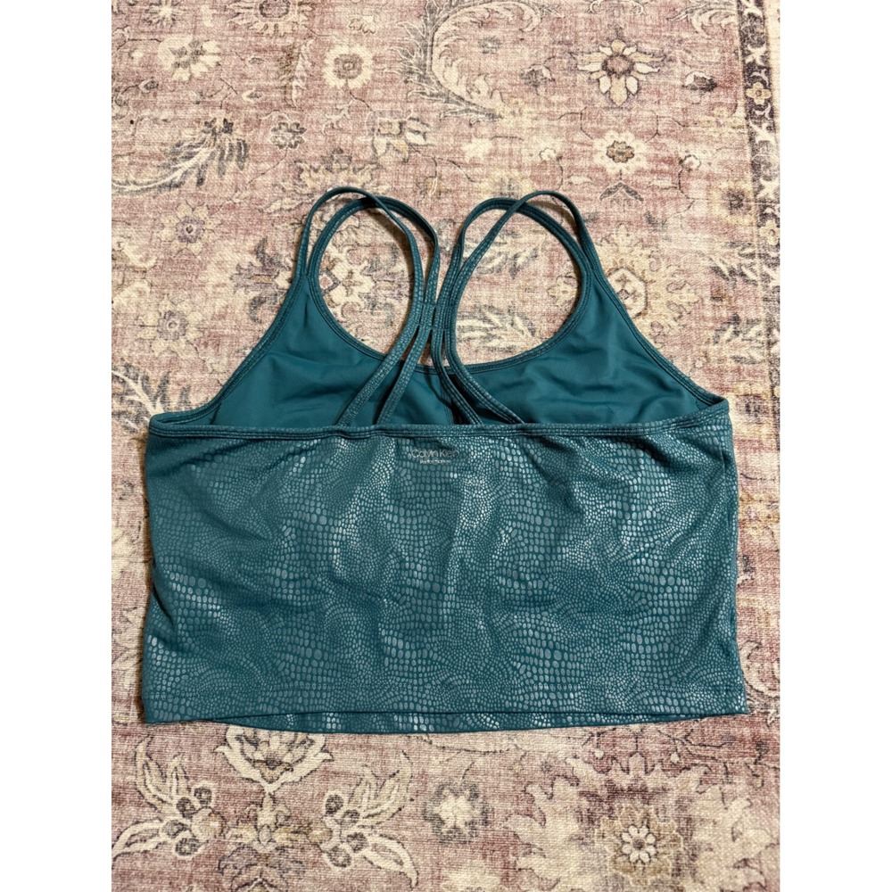 Calvin Klein Performance Teal Metallic Snakeskin Strappy Crop Tank Top XXL - Picture 6 of 7